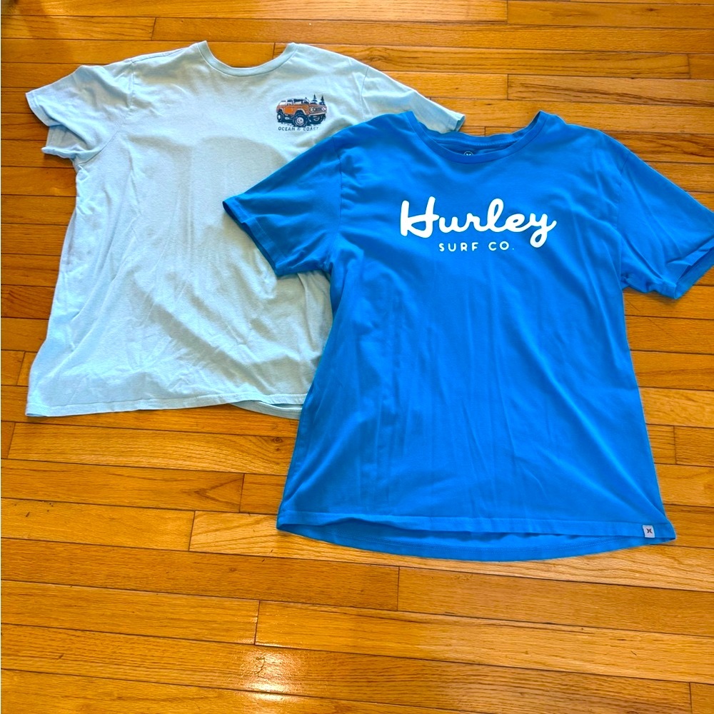 Hurley Blue and Light Blue/Green Ocean Coast Tees